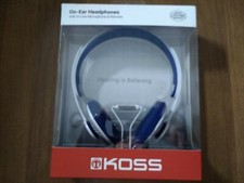 Koss KPH30iW On-Ear Headphones, Microphone Touch Control, White Blue NEW