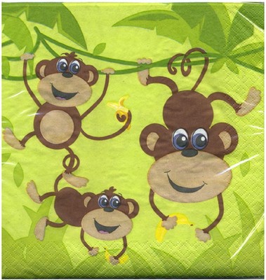 Monkeys Jungle Safari Animal Monkey Kids Birthday Party Paper Luncheon Napkins