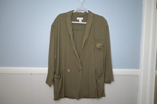 Vintage 90's Express Women's Army Green Blazer - Sz M