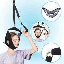 Portable Cervical Neck Traction Head Brace Over Door Device Pain Decompression
