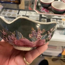 VINTAGE C & F ENTERPRISES PORCELAIN CANDY BOWL ~ Hand Painted Bird Of Paradise