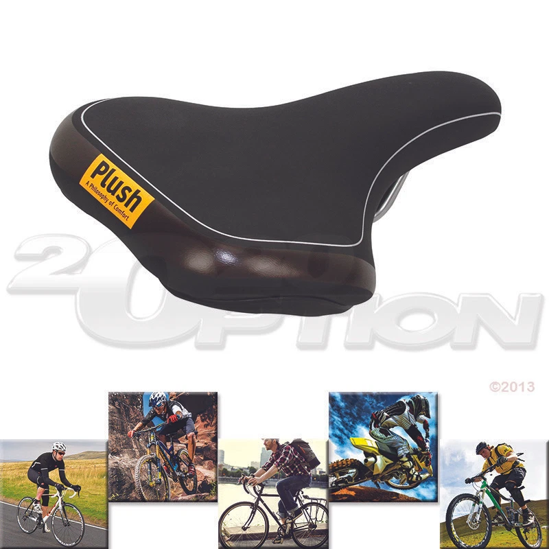 Sillín de gel para bicicleta de viaje Velo de felpa asiento de cuero PU riel de acero bicicleta urbana Foto 3 de 4