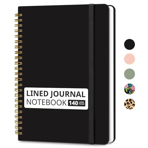 Lined Spiral Journal Notebook for Women & Men, 140 Pages, College Ruled C.Black