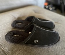 UGG PEARLE SUEDE SHEARLING SLIP ON SLIPPERS BLACK EU42 Women 11 NEW