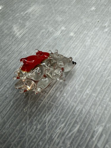 vintage Murano Hand Blown ART GLASS ANIMAL Hedgehog Porcupine FIGURE clear red - Picture 9 of 16