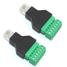 2Pcs RJ11 Male to 6 Pins Screw Terminal Adapter for Cat3 Telephone RJ12 6P6C M