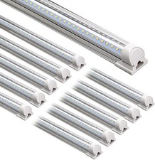10 Pack 8FT 72W LED Shop Light 10000LM 5000K V Shape Linkable Plug-in Garage