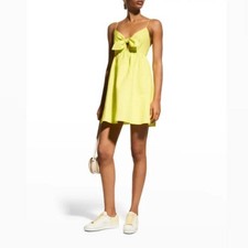 Alice + Olivia Melvina Linen Tie Front Mini Babydoll Dress in Yellow Size 8
