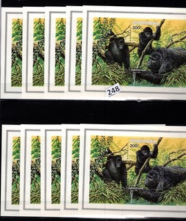 # 10X RWANDA MNH ANIMALES SALVAJES FAUNA