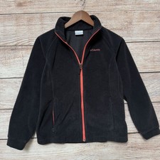 Columbia Kids Youth Fleece Jacket Full Zip Black Solid Size L Outdoor Jacket