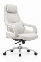Ergonomischer Chefsessel Mit WeißEm Lederbezug Und Aluminiumgestell