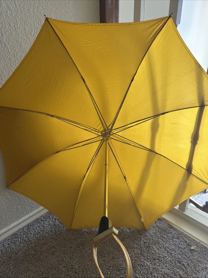 Vintage Yellow KNIRPS Folding Umbrella With Leather Case - Image 4 of 4