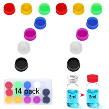 14 Pack 3Ml Glass Vials Protective Vial Caps 7 Colors Reusable Silicone Vial C