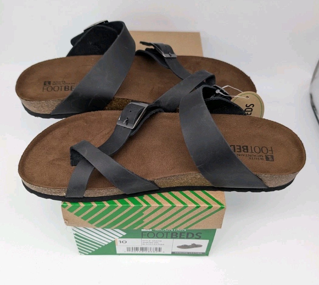 White Mountains Footbeds Women shoes sandals Black Size 10 Gracie