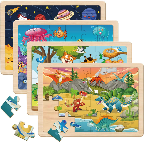 Puzzles for Kids Ages 4-6, 4 Packs 24 Piece Wooden Jigsaw Puzzle for ...