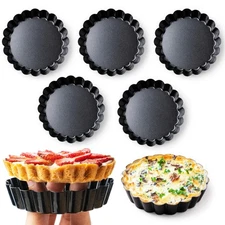 8 Pack Mini Tart Pans 4 Inch with Removable Bottom Round Nonstick Deep Quiche