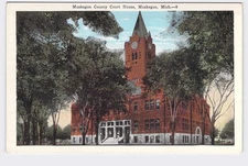 PPC Postcard MI Michigan Muskegon County Court House Exterior View
