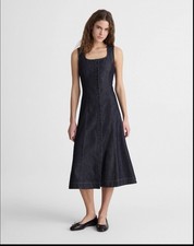 NWT Madewell Airy Denim Squareneck Button Front Midi Dress | Size 0