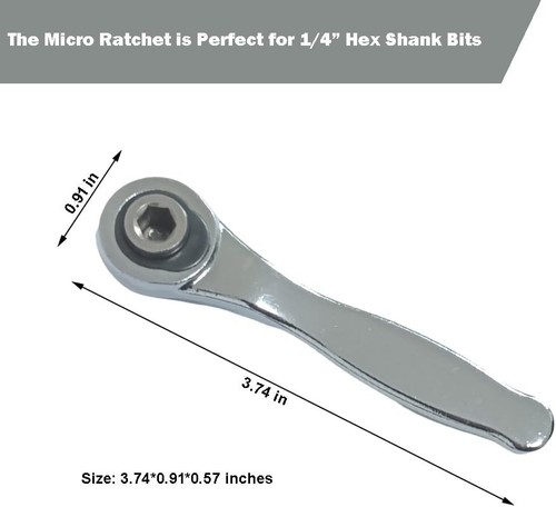 Mini Ratchet 1/4 Inch Drive Micro Ratcheting Bit Driver with 1 PH2 Bit 72-Tooth - Picture 2 of 4