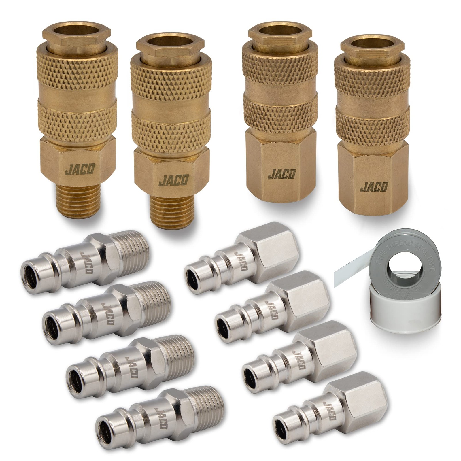 JACO Hi-Flo Quick Connect Air Hose Fittings - 1/4" NPT | High Flow Plug & Couple