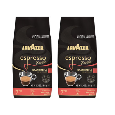 Lavazza Espresso Barista Gran Crema Whole Bean Coffee, 2.2 lb Bag (Pack of 2)NEW