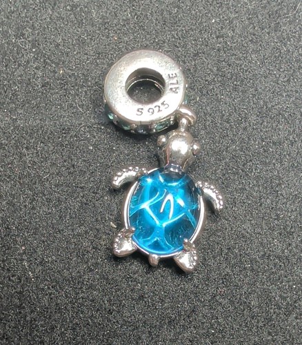 Pandora Murano Glass Sea Turtle Dangle Charm 798939c01 Sterling Silver Blue