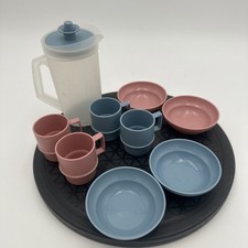 Vintage Tupperware Mini-Serve It Set Children's Toys Pitcher Bowls And Cups 9 Pc