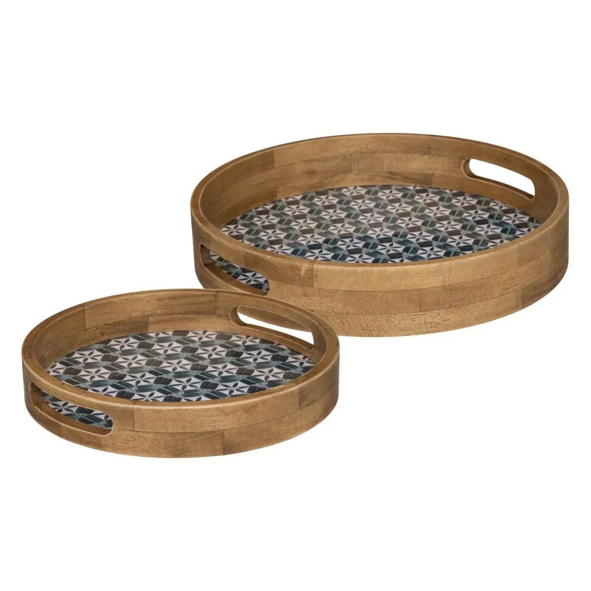 Plateau Déco Alicante : Lot de 2 Plateaux Multicolores de 34cm pour Table