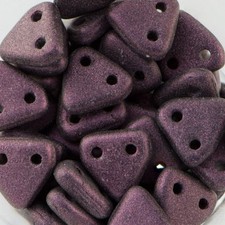 6mm Metallic Suede Pink CzechMates Triangle 2 Hole Glass Beads 50