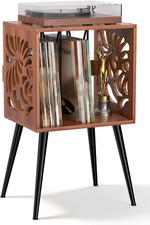 Stylish Record Player Stand with Storage, Holds 100 Vinyl Records