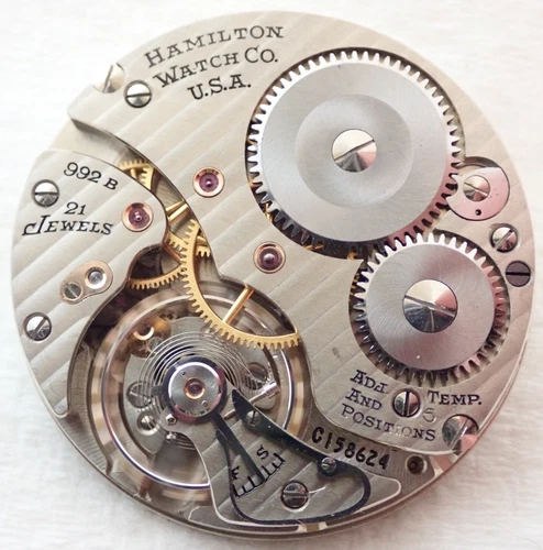 ANTIQUE 16s HAMILTON GRADE 992B 21 JEWEL 21j RAILROAD RR POCKET WATCH MOVEMENT