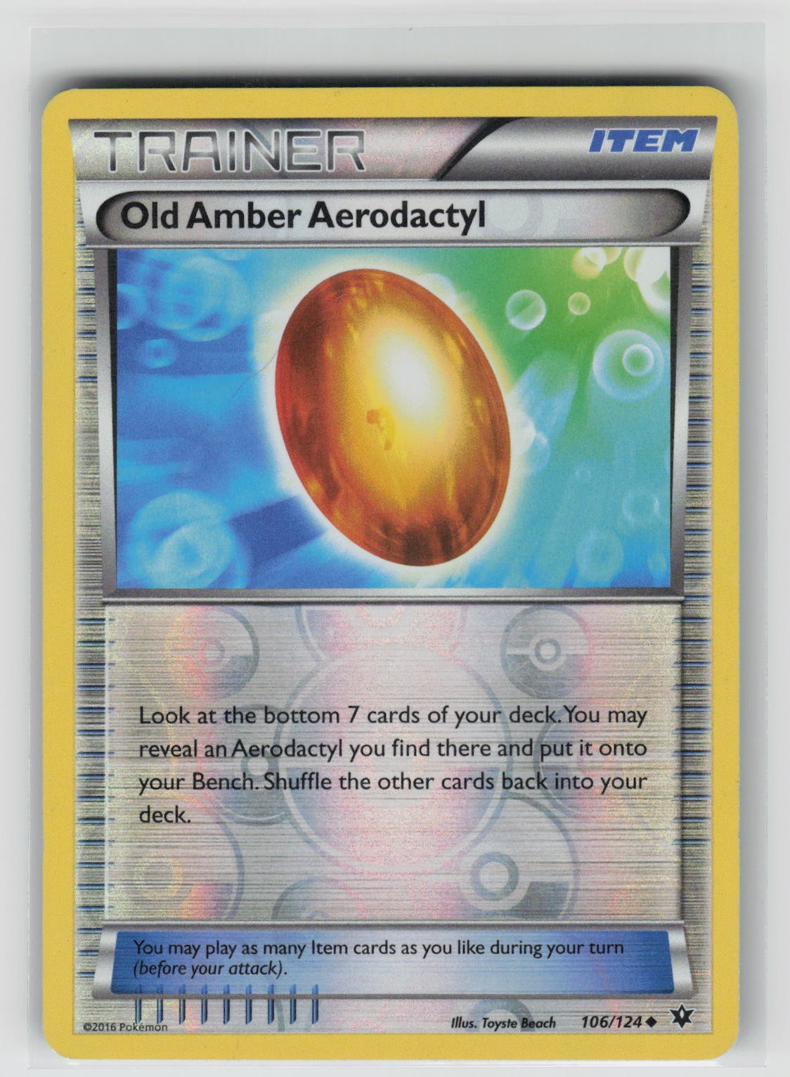 Old Amber Aerodactyl 106/124 Uncommon Fates Collide Pokemon Lightly Played