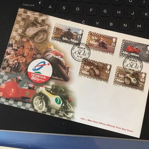 ISLE OF MAN 1998 T.T. RACES HONDA 50th ANNIVERSARY FIRST DAY COVER FDC U/A
