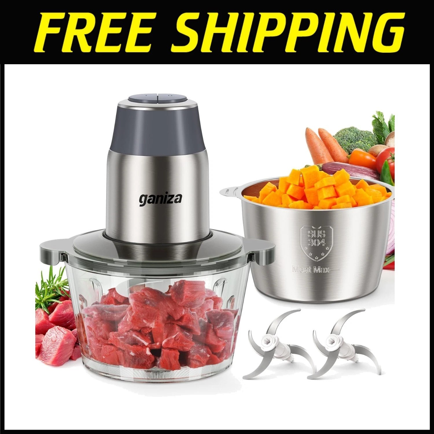 Efficient 450W Food Processor with Safety Lock