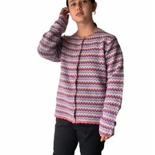 Woolrich lambs wool cardigan sweater chevron button front lambswool large L