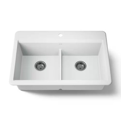 KOHLER Lassen 33 Drop-in Double Bowl Granite Composite Kitchen Sink MATTE WHITE