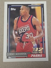 COOL BASKETBALL CARD TOPPS '92-'93 PH. 76ERS CLARENCE WEATHERSPOON DRAFT ROOKIE. rookie card picture