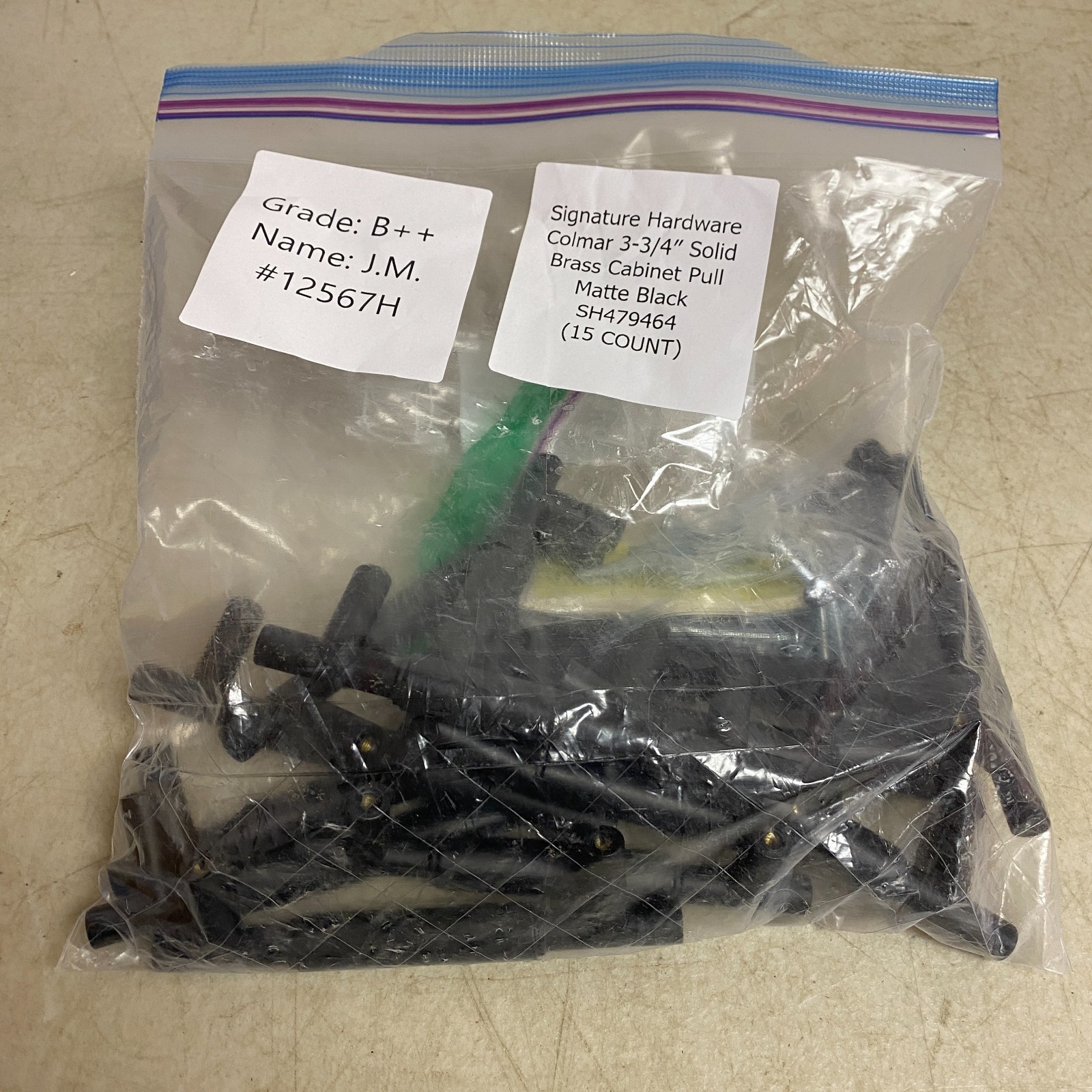 Signature Hardware Colmar 3‑3/4″ Solid Brass Cabinet Pull Matte Black (15 Count)