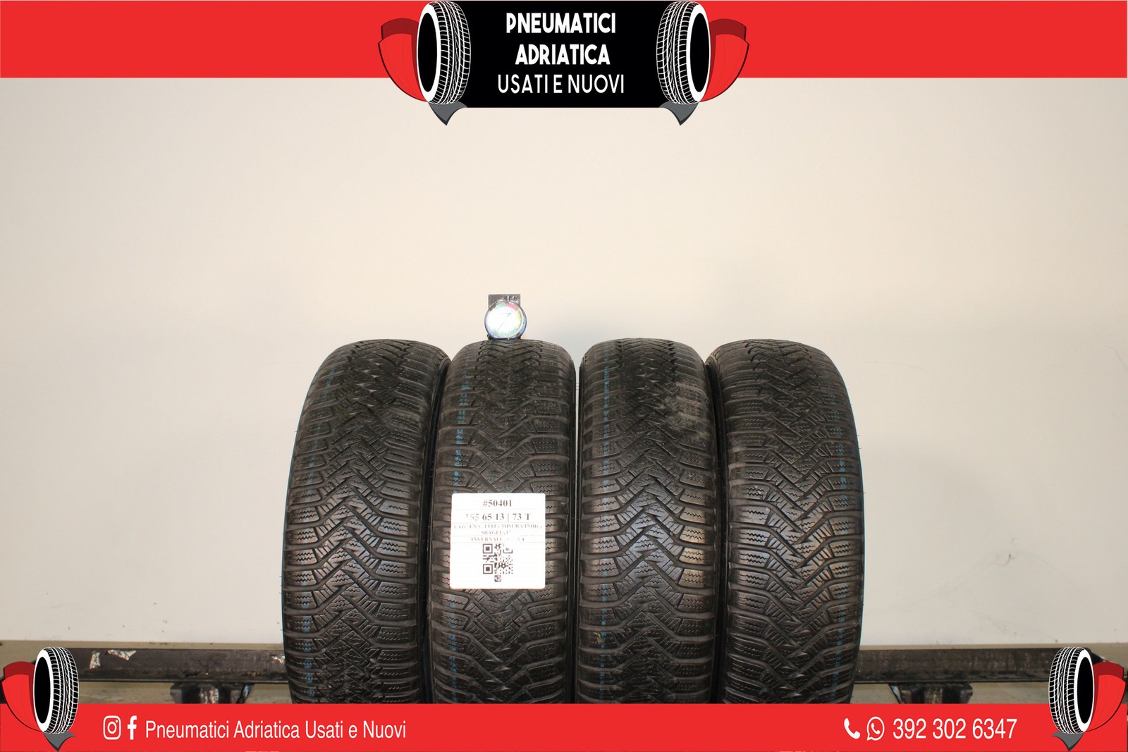 4 PNEUMATICI LAUFENN 155/65 R13 INVERNALI GOMME USATE 84% - ADRIATICA