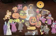Halloween Scrapbooking Paper Die Cuts Embellishments 45pc 3yrds ribbon