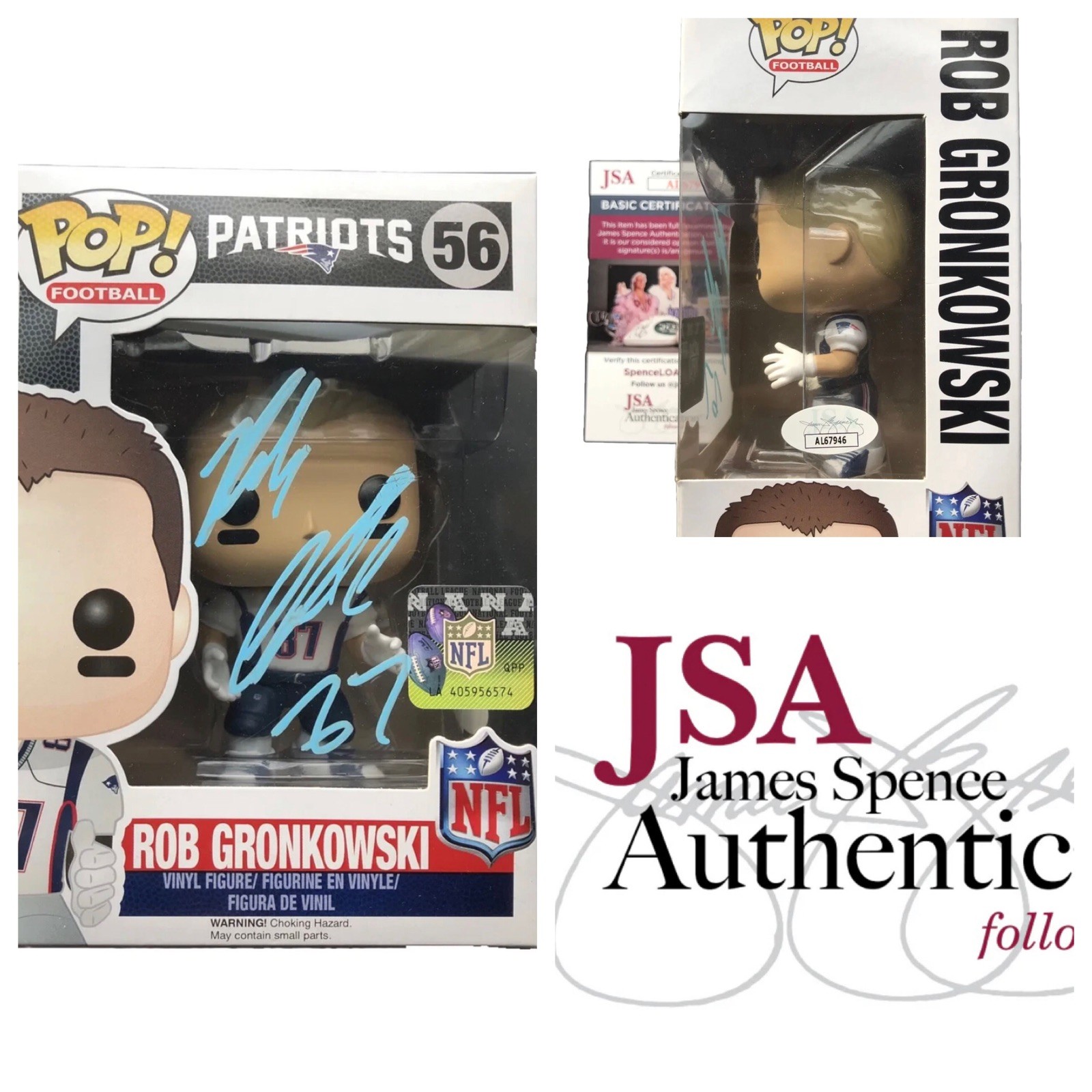 Rob Gronkowski Autographed Signed New England Patriots Funko Pop #56 JSA COA 