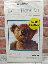 Vintage Caron Wonder Art Old Tyme Bear Latch Hook 4707 12" 12" NIB Sealed
