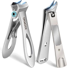 Heavy Duty Slanted Nail Clippers for Thick Nails - Wide Opening, Ultra Silver 