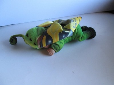 Anne Geddes Butterfly Yellow Green Sleeping 9'' Realistic Baby Doll Plush Wings