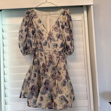 Zimmermann Puff Sleeve Tama Mini Dress in Cornflower Print -Size 2. Worn ONCE!!