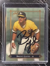 Brent Gates autographed 1992 Gold Leaf Rookie Baseball card signed Oakland A's. rookie card picture