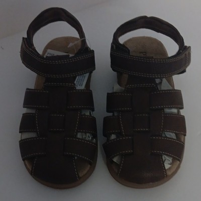 The Children's Place Brown Fisherman Sandals Size 13 Hook & Loop Faux Leather