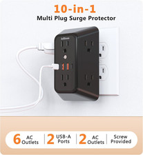 USB Wall Charger Power Strip Surge Protector with 4 USB Ports 2 USB C Plug ...