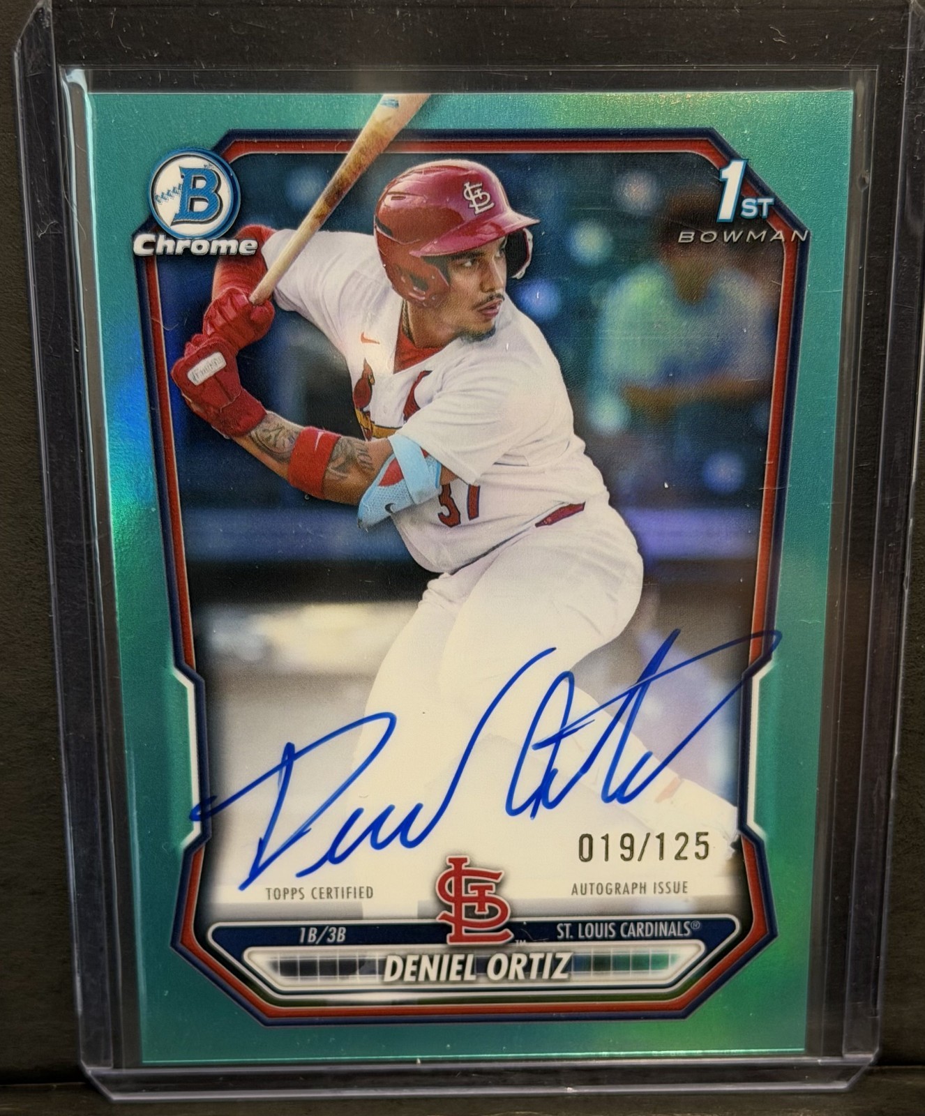 2026 Bowman Chrome Prospect On Card Auto Deniel Ortiz 1st Aqua Refractor /125