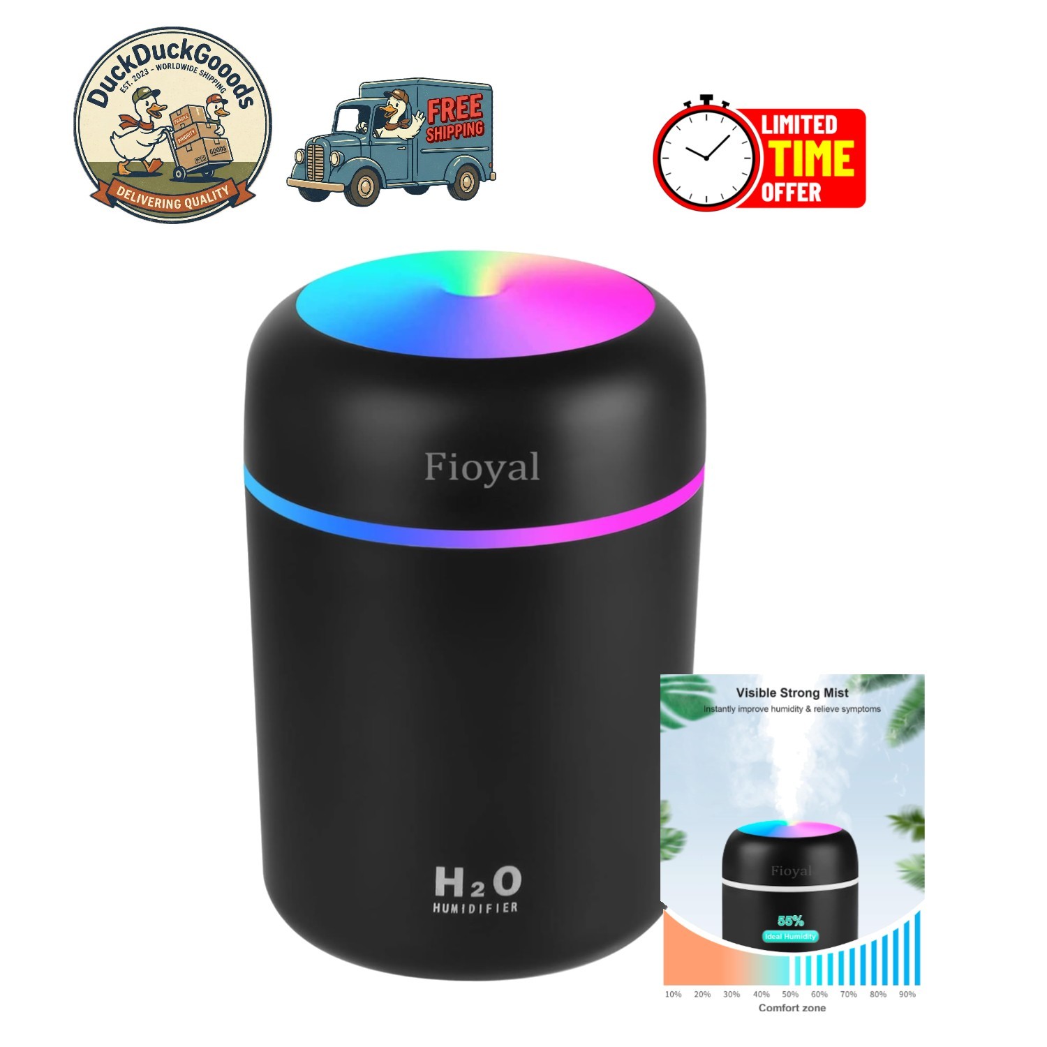 With Colorful Rgb Light - Perfect For Home & Travel